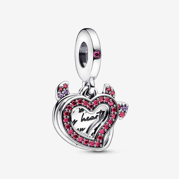 Charm Pendente Doppio Cuore "Heart on fire" - Gioielleria Fondente