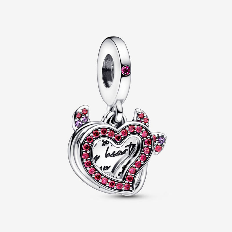 Charm Pendente Doppio Cuore "Heart on fire" - Gioielleria Fondente