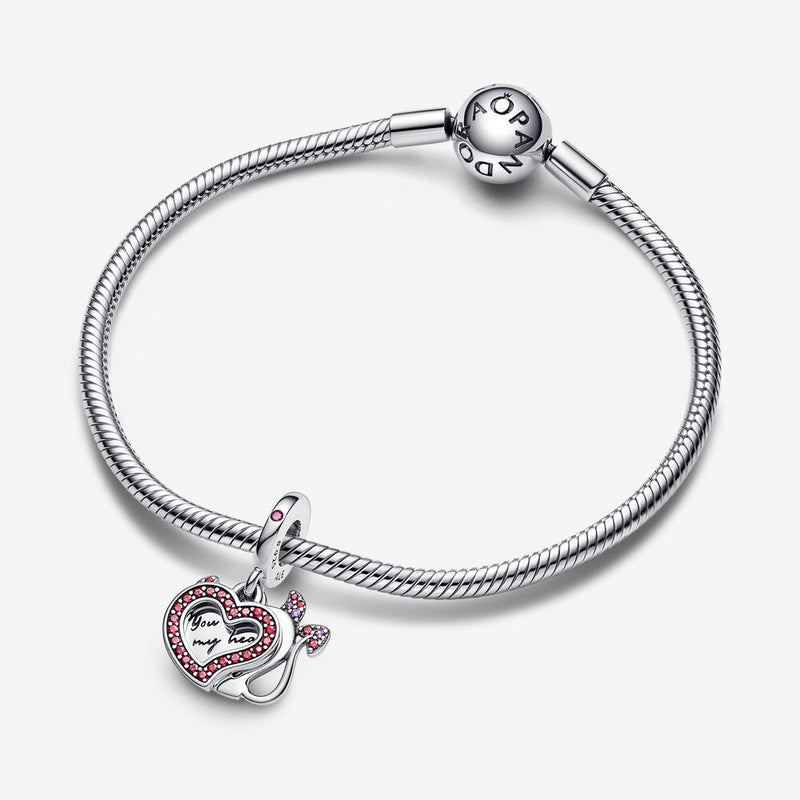 Charm Pendente Doppio Cuore "Heart on fire" - Gioielleria Fondente