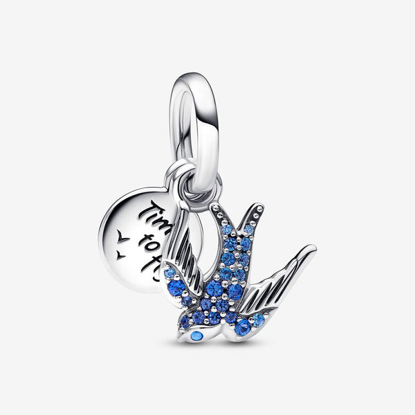 Charm pendente doppio Rondine Scintillante e Messaggio - Gioielleria Fondente