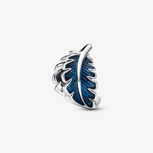 Charm Piuma Curva Blu - Gioielleria Fondente