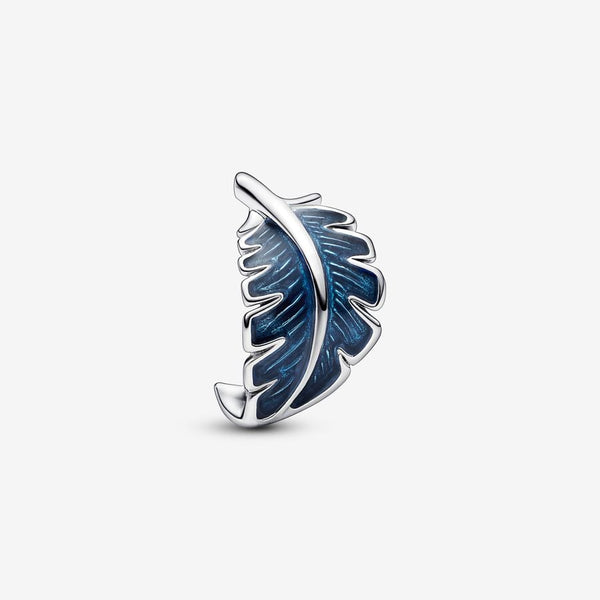 Charm Piuma Curva Blu - Gioielleria Fondente