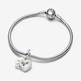 Charm Pendente Doppio Cuore con Perle Coltivate d'Acqua Dolce - Gioielleria Fondente