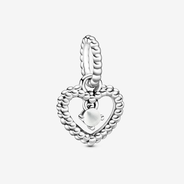 Gioielleria Fondente Charm pendente a cuore bianco latte decorato con sfere Purely Pandora