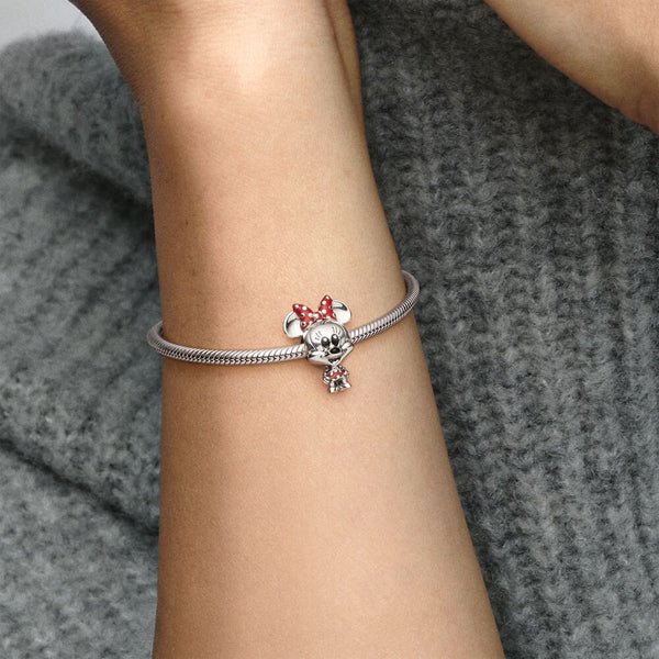Disney Charm Minnie con abito e fiocco a pois - Gioielleria Fondente