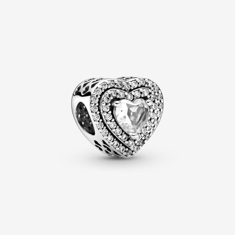 799218c01 Charm Cuori in rilievo scintillante