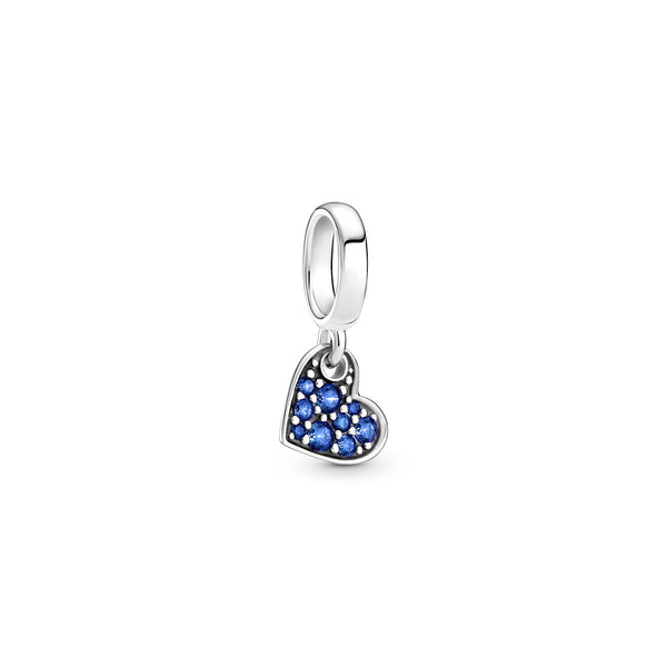 799404c01 Charm pendente Cuore obliquo con pavé blu