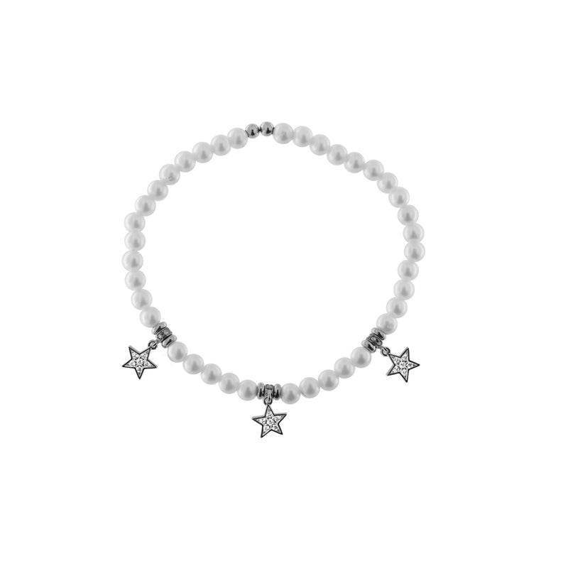 Bracciale elastico collezione "Galactica" con stelle e perle - Gioielleria Fondente