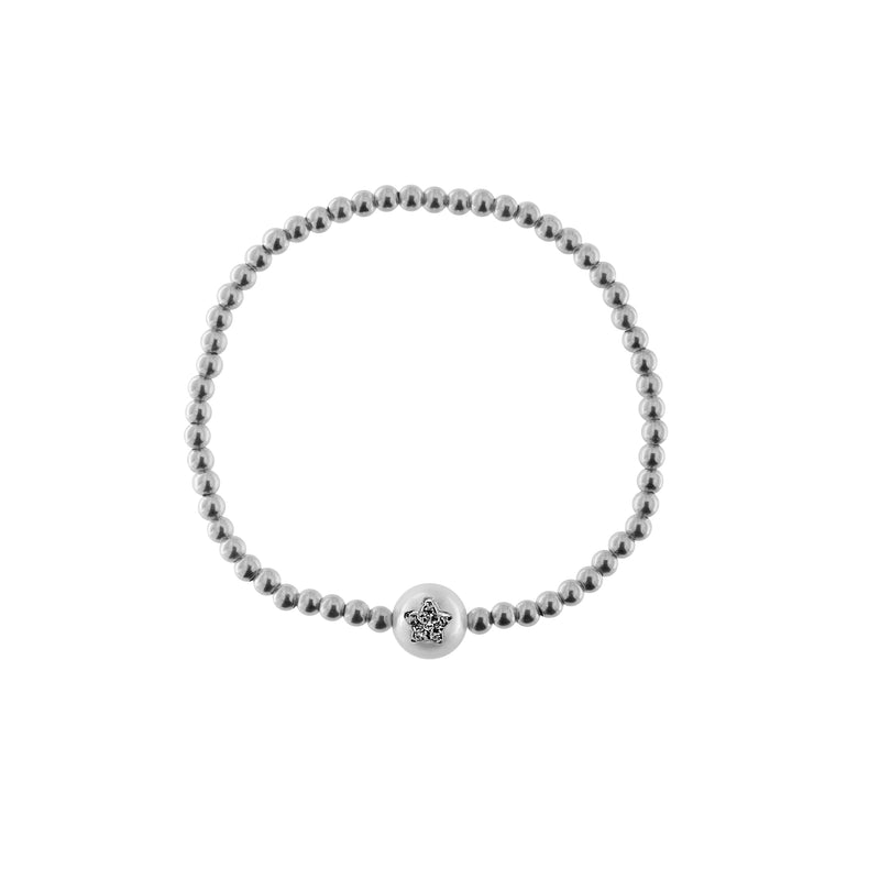 Bracciale elastico collezione "Galactica" con cuore e perla - Gioielleria Fondente