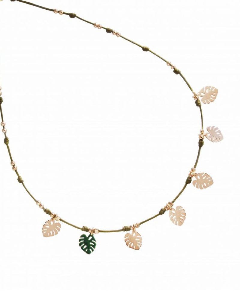 gkmon7m6 Collana "Foglia monstera"
