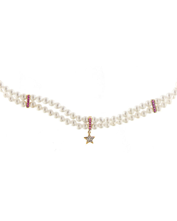 Collana chocker collezione "Galactica" con perle e stelle - Gioielleria Fondente