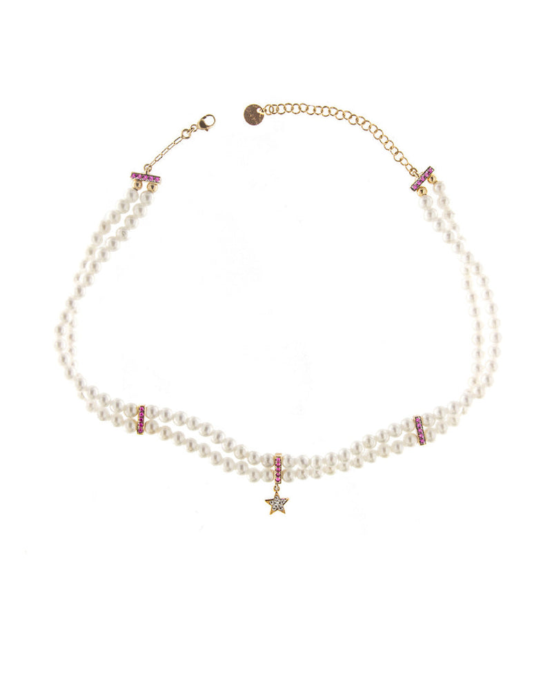Collana chocker collezione "Galactica" con perle e stelle - Gioielleria Fondente