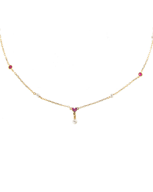 Collana girocollo collezione "Galactica" con cuore e perla - Gioielleria Fondente