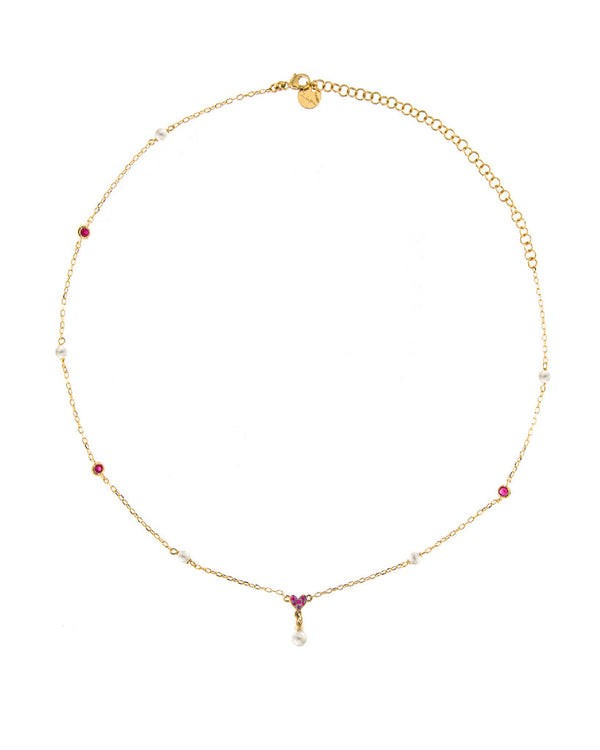 Collana girocollo collezione "Galactica" con cuore e perla - Gioielleria Fondente