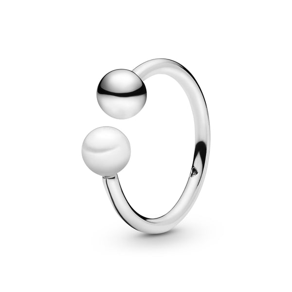 197573p Anello aperto con perla coltivata d’acqua dolce e sfera