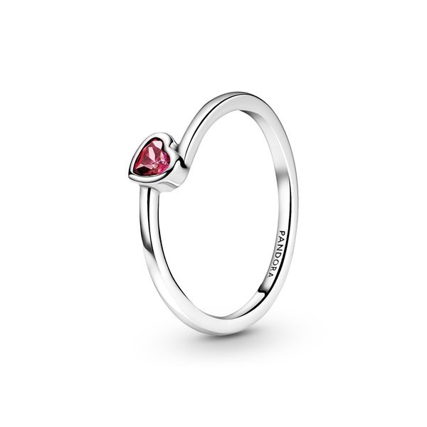 199267c01 Anello con solitario a cuore obliquo rosso