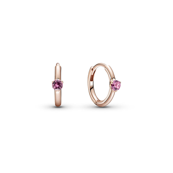 289304c03 Orecchini a cerchio con solitario rosa