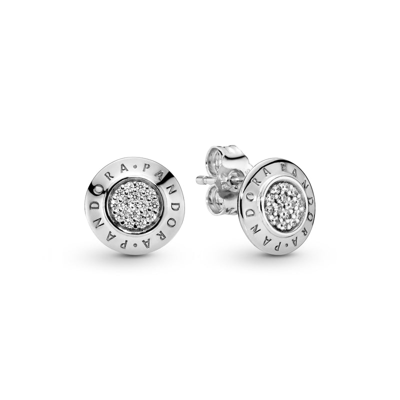 290559cz Orecchini a lobo scintillanti con logo Pandora
