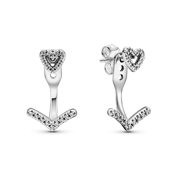 299280c01 Orecchini a lobo con cuore chevron scintillanti