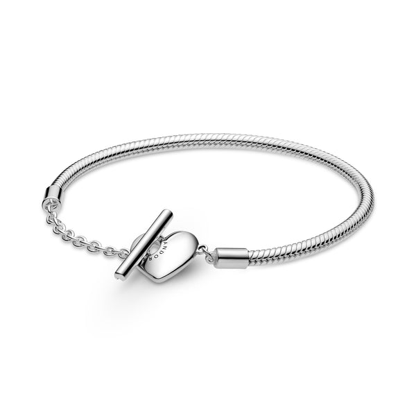 599285c00 Bracciale Pandora Moments con maglia snake cuore e barretta a T