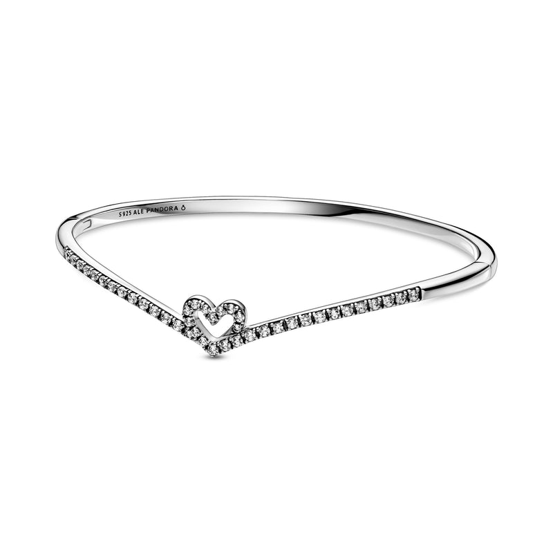 599297c01 Bracciale rigido con cuore chevron scintillante