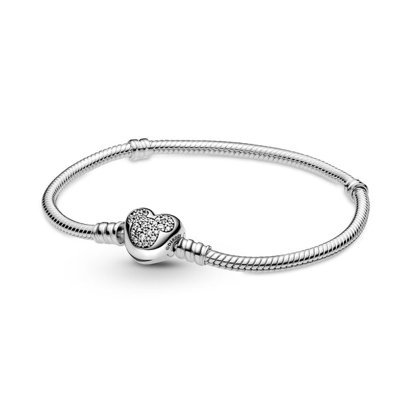 599299c01 Disney Bracciale Pandora Moments con maglia snake  chiusura a cuore e Mickey Mouse
