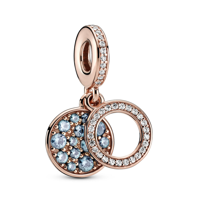 789186c03 Charm pendente con doppio disco azzurro scintillante