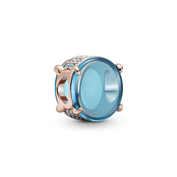 789309c01 Charm con pietra cabochon ovale blu