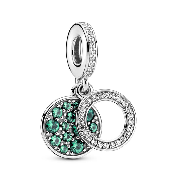 799186c02 Charm pendente doppio con disco verde scintillante