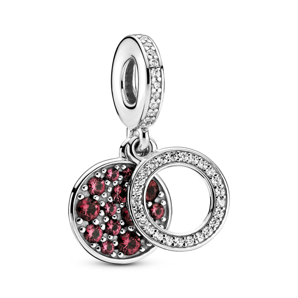 799186c03 Charm pendente doppio con disco rosso scintillante
