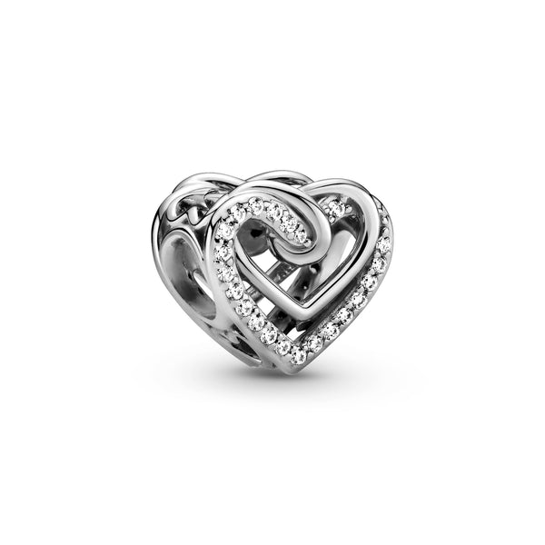 799270c01 Charm Cuori intrecciati scintillante