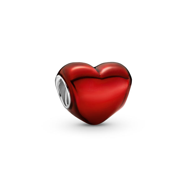 799291c02 Charm Cuore rosso metallico