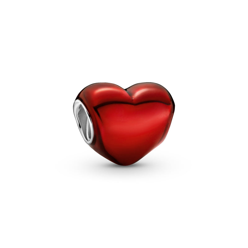 799291c02 Charm Cuore rosso metallico