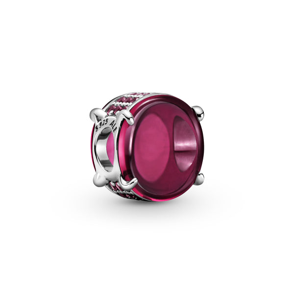 799309c01 Charm con pietra cabochon ovale fucsia