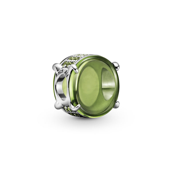 799309c02 Charm con pietra cabochon ovale verde