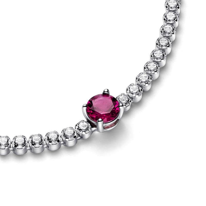 Gioielleria Fondente Bracciale Tennis con Pietra Rossa