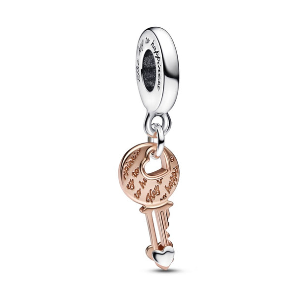 Charm Chiave della Felicit√† con Cuore scorrevole - Gioielleria Fondente