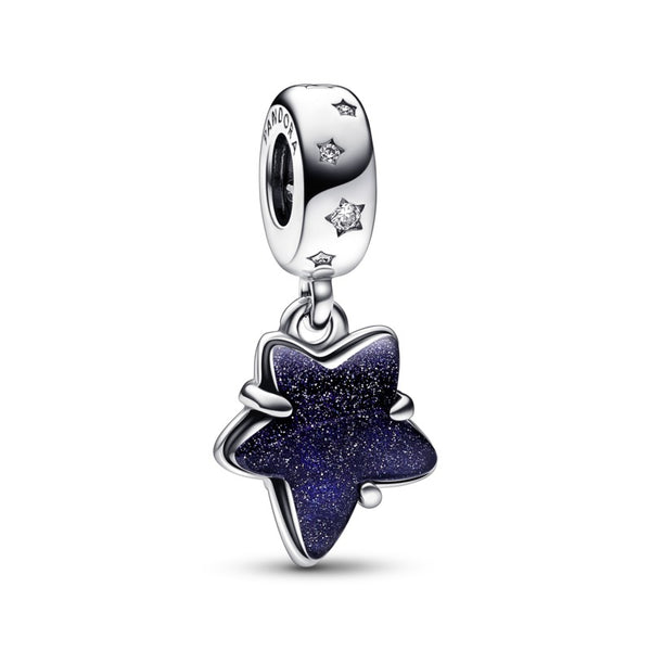 Gioielleria Fondente Charm Pendente Stella Blu Vetro di Murano
