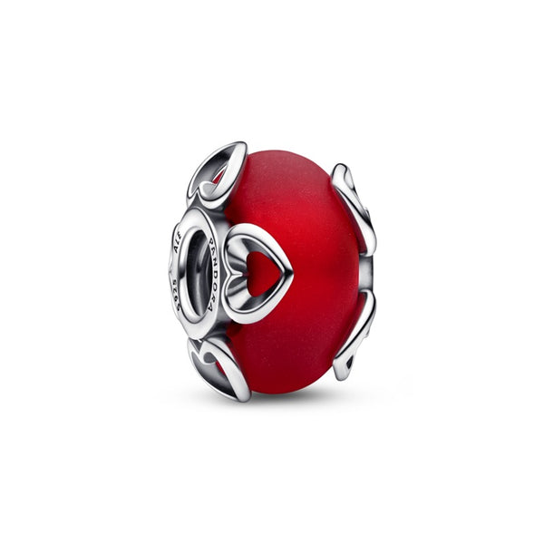 Charm Vetro di Murano Rosso e Cuori - Gioielleria Fondente