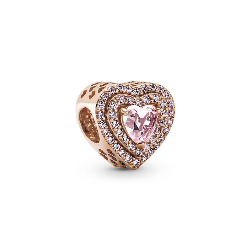 789218c01 Charm Cuore Pietre Rosa
