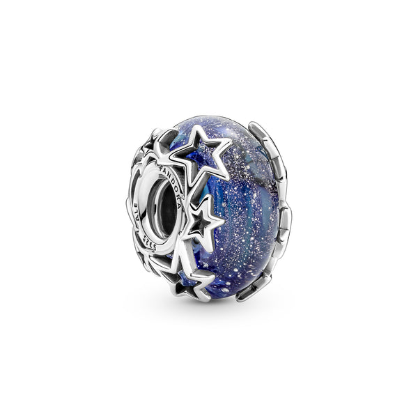 790015c00 Charm Vetro di Murano Blu con Stelle