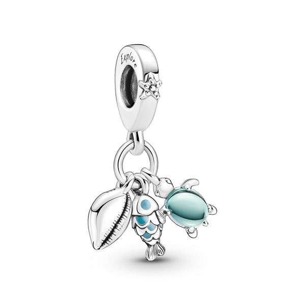 791697c01 Charm Pendente Pesciolino  Tartaruga Marina e Conchiglia