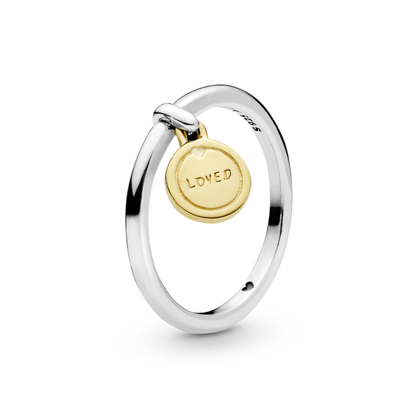 167823 Anello con medaglione con scritta Loved