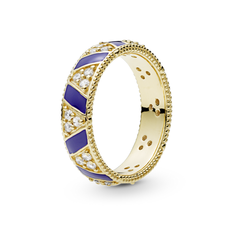 168057cz Anello con pietre e strisce blu