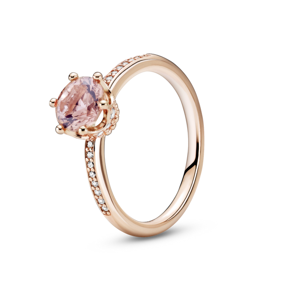 188289c01 Anello con solitario Corona rosa scintillante