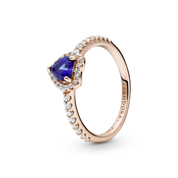188421c01 Anello con cuore in rilievo blu scintillante