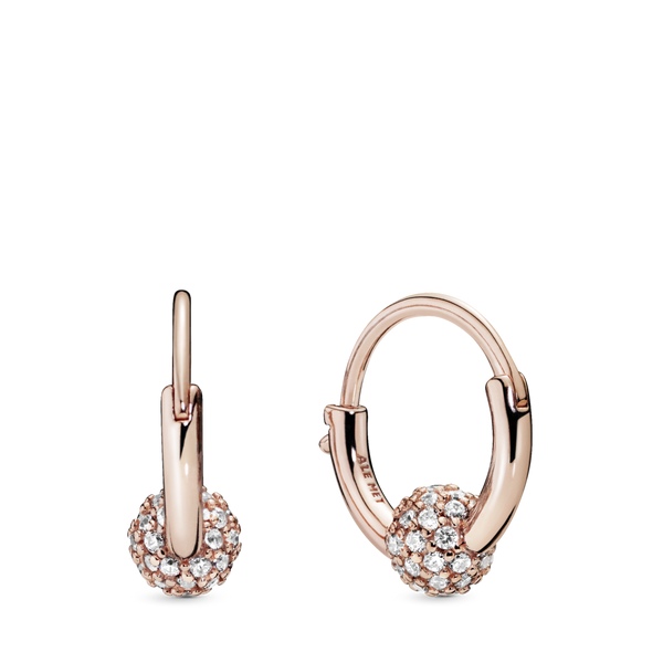 288294cz Orecchini a Cerchio Sfere Luminose e Pavè Purely Pandora
