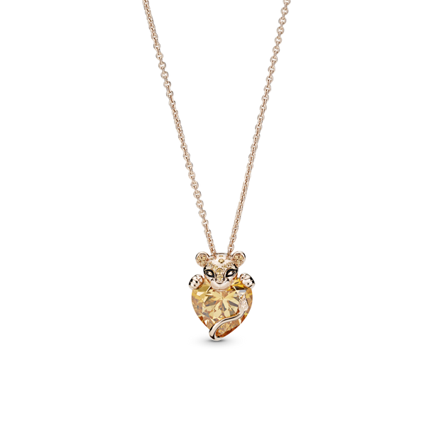 388068czm Collana con pendente Cuore e leonessa scintillante