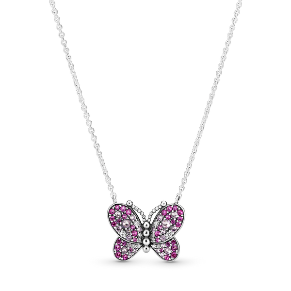 397931nccmx Collana Farfalla con pavé rosa
