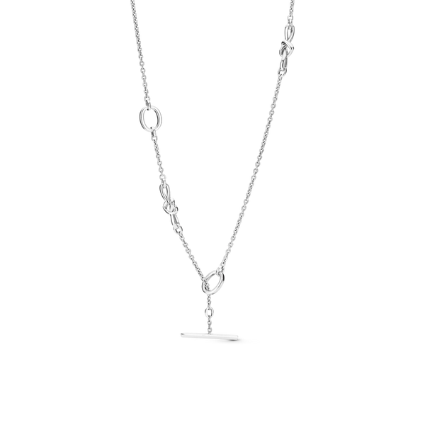 398080 Collana con barretta a T Cuori intrecciati